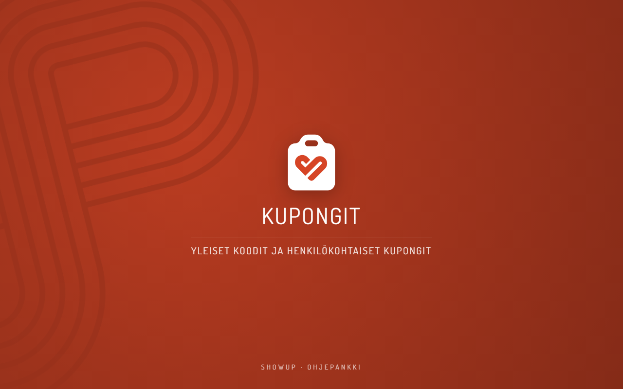 Tuoterekisteri → Kupongit: kupongit, edut ja koodit.