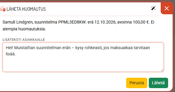 Huomautus käsin: lisäteksti viestin alkuun.